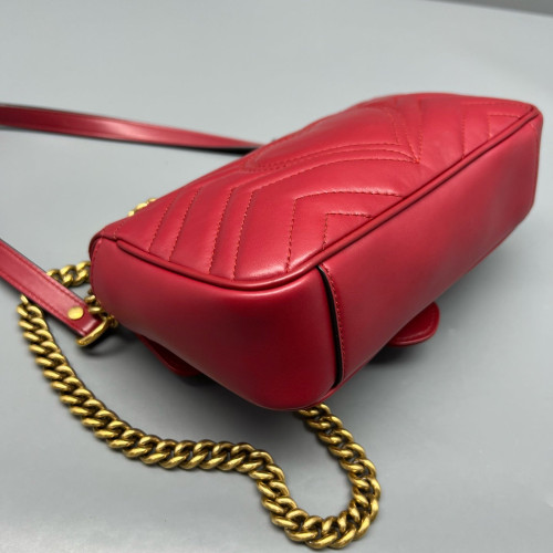 Gucci Chevron Mini GG Marmont Calfskin Red