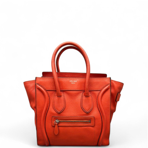 Celine Micro Luggage Calfskin Red Orange