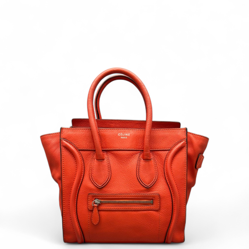 Celine Micro Luggage Calfskin Red Orange