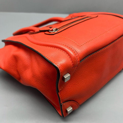 Celine Micro Luggage Calfskin Red Orange