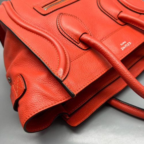 Celine Micro Luggage Calfskin Red Orange