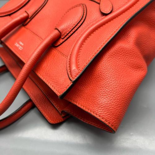 Celine Micro Luggage Calfskin Red Orange