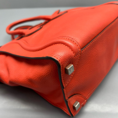 Celine Micro Luggage Calfskin Red Orange