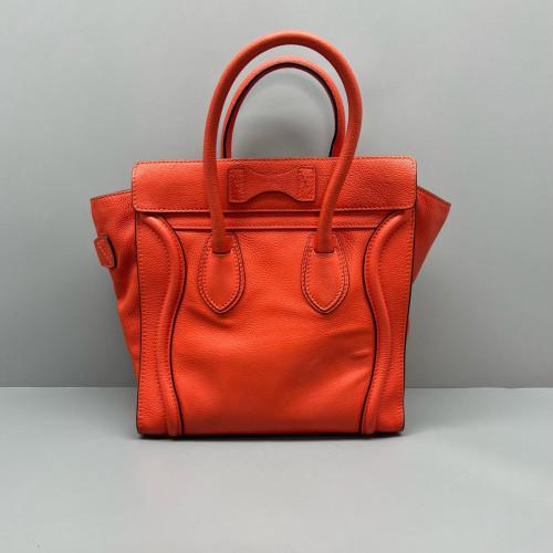 Celine Micro Luggage Calfskin Red Orange