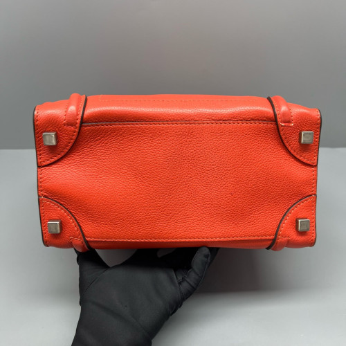 Celine Micro Luggage Calfskin Red Orange