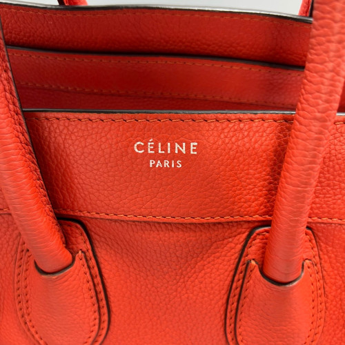 Celine Micro Luggage Calfskin Red Orange