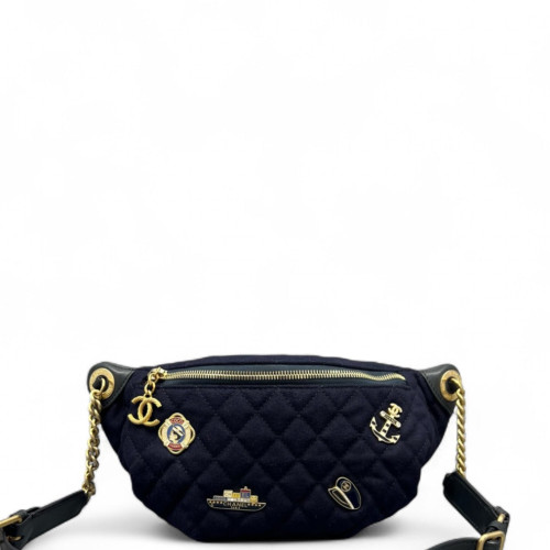 Chanel Quilted Bumbag Calfskin Canvas Black