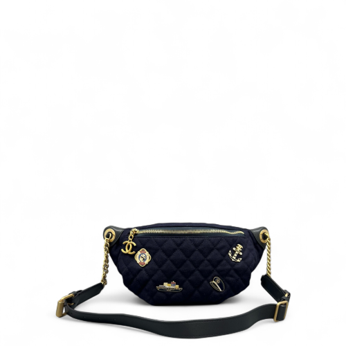 Chanel Quilted Bumbag Calfskin Canvas Black