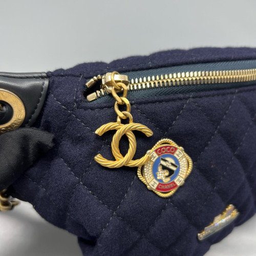 Chanel Quilted Bumbag Calfskin Canvas Black