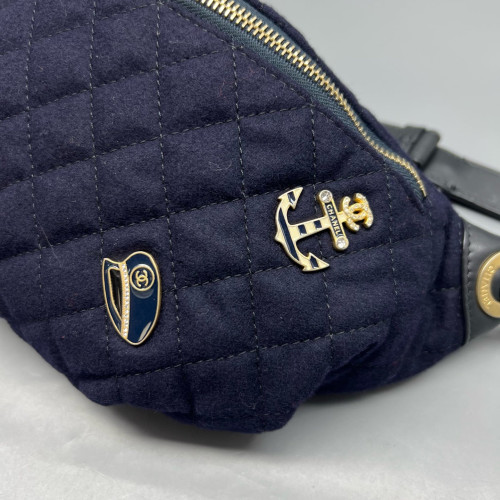 Chanel Quilted Bumbag Calfskin Canvas Black
