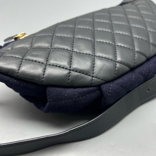 Chanel Quilted Bumbag Calfskin Canvas Black