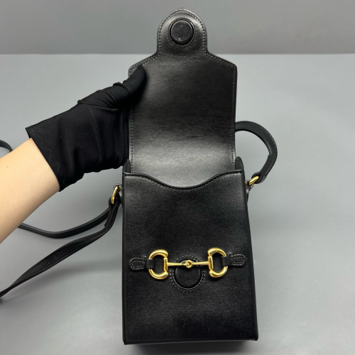 Gucci Mini Horsebit 1955 Crossbody Bag Calfskin Black