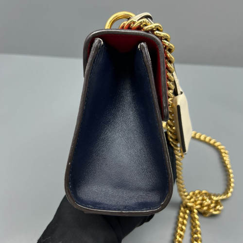 Gucci Small Padlock Shoulder Bag GG Monogram Red Beige