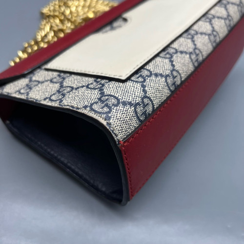 Gucci Small Padlock Shoulder Bag GG Monogram Red Beige