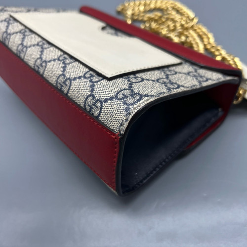 Gucci Small Padlock Shoulder Bag GG Monogram Red Beige