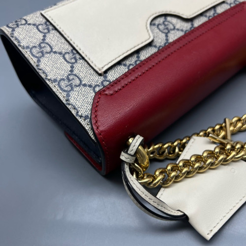 Gucci Small Padlock Shoulder Bag GG Monogram Red Beige