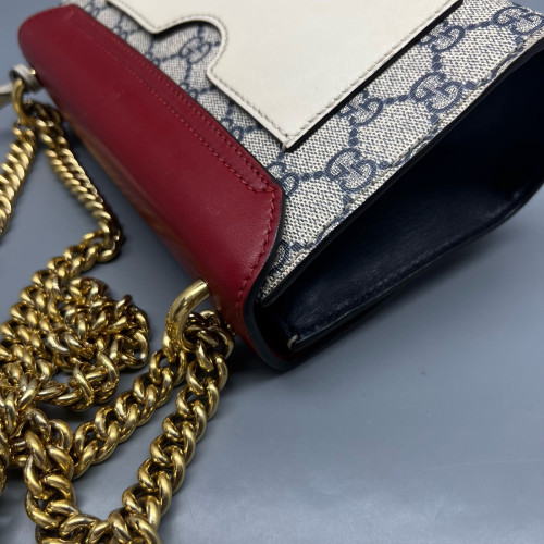 Gucci Small Padlock Shoulder Bag GG Monogram Red Beige