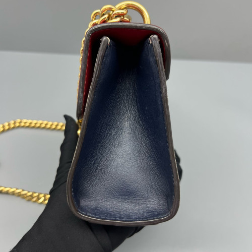 Gucci Small Padlock Shoulder Bag GG Monogram Red Beige