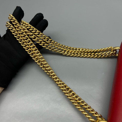 Gucci Small Padlock Shoulder Bag GG Monogram Red Beige