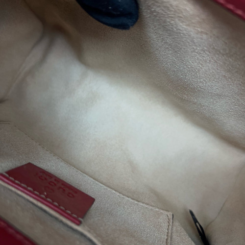 Gucci Small Padlock Shoulder Bag GG Monogram Red Beige