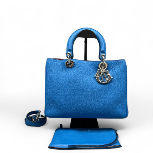 Dior Medium Diorissimo Tote Grained Calfskin Blue Red Dior Medium Diorissimo Tote Grained Calfskin Blue Red