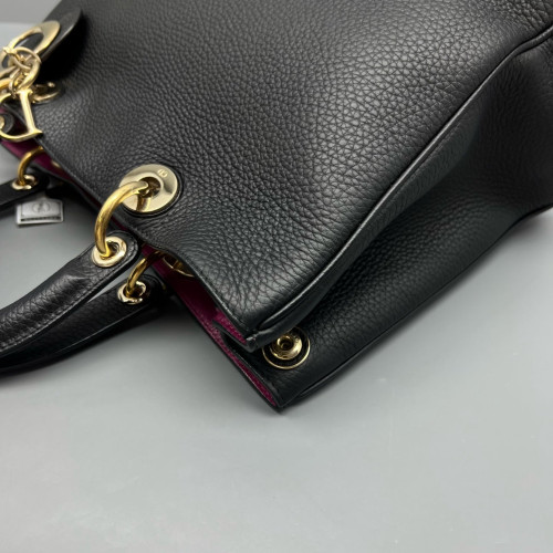 Dior Medium Diorissimo Tote Grained Calfskin Black Magenta