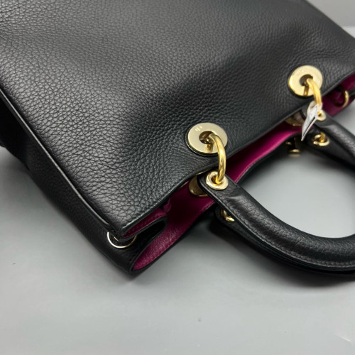 Dior Medium Diorissimo Tote Grained Calfskin Black Magenta
