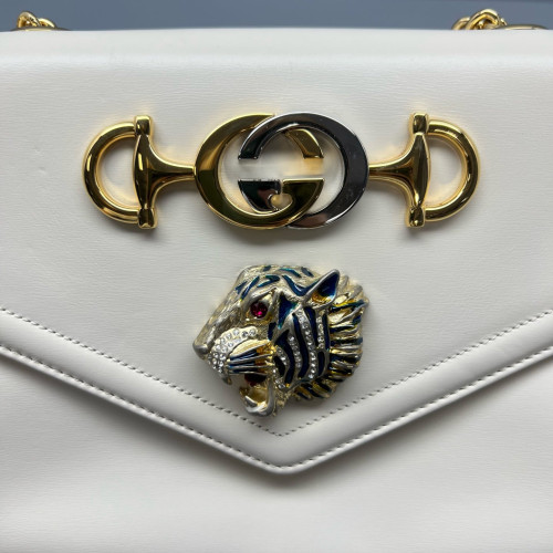 Gucci Small Zumi Shoulder Bag Calfskin White