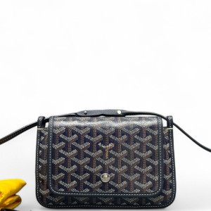 Goyard Plumet Pouch Goyardine Navy Brown White