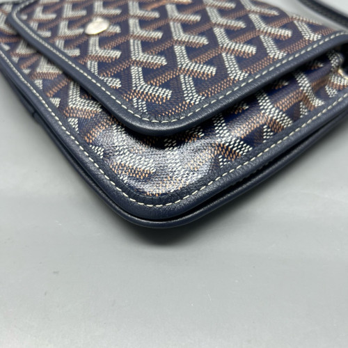 Goyard Plumet Pouch Goyardine Navy Brown White
