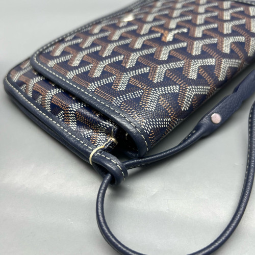 Goyard Plumet Pouch Goyardine Navy Brown White