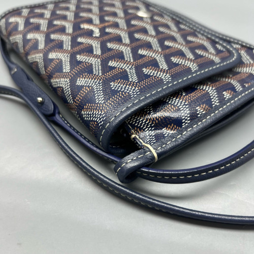 Goyard Plumet Pouch Goyardine Navy Brown White
