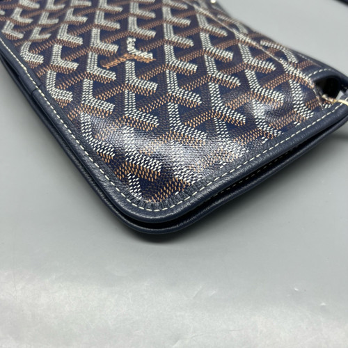 Goyard Plumet Pouch Goyardine Navy Brown White