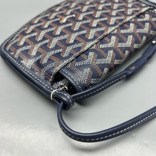 Goyard Plumet Pouch Goyardine Navy Brown White