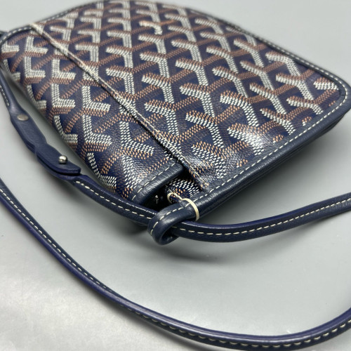 Goyard Plumet Pouch Goyardine Navy Brown White