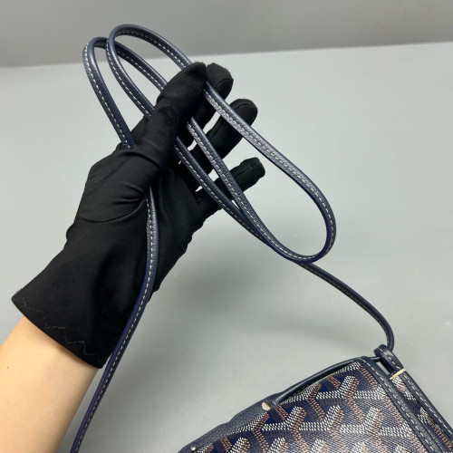 Goyard Plumet Pouch Goyardine Navy Brown White