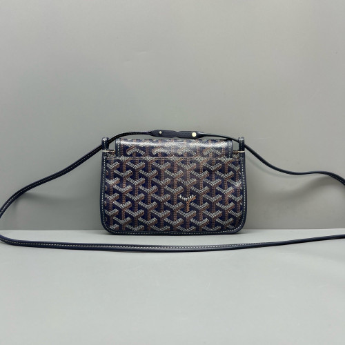 Goyard Plumet Pouch Goyardine Navy Brown White