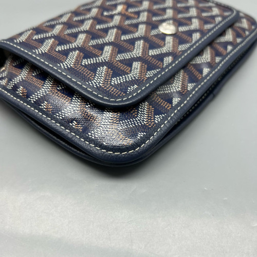Goyard Plumet Pouch Goyardine Navy Brown White