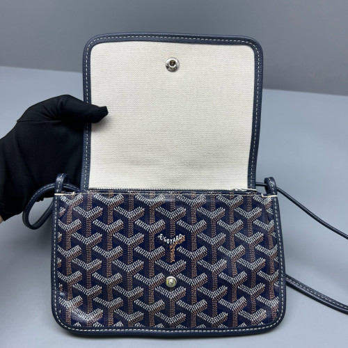 Goyard Plumet Pouch Goyardine Navy Brown White