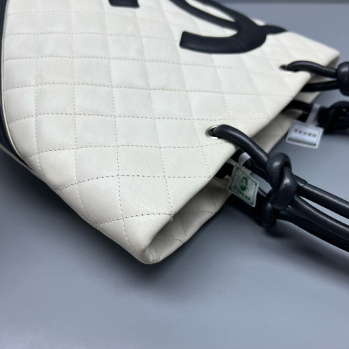 Chanel Quilted Mediun Cambon Tote Calfskin Black White
