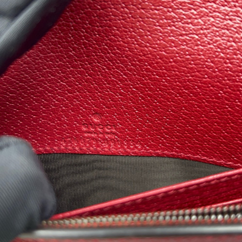 Gucci Queen Margaret Chain Wallet GG Supreme Monogram Beige Red Blue