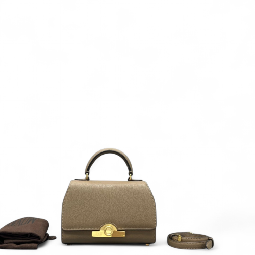 Moynat Rejane Mini Grained Calfskin Grey