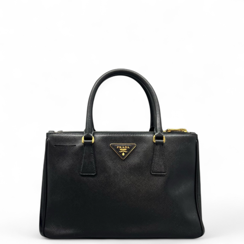 Prada Medium Galleria Double Zip Tote Saffiano Calfskin Black