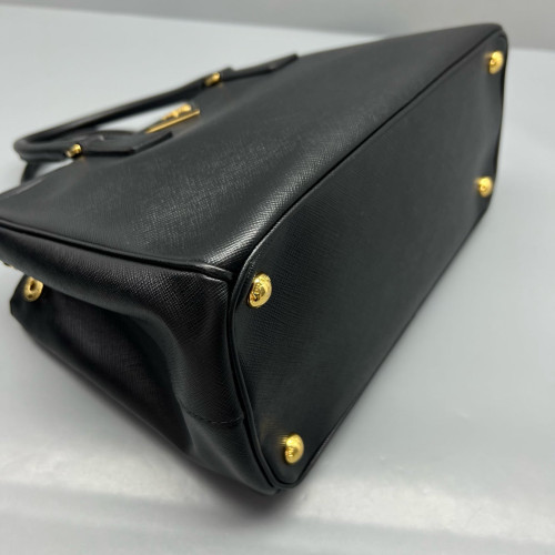Prada Medium Galleria Double Zip Tote Saffiano Calfskin Black