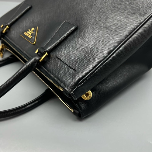 Prada Medium Galleria Double Zip Tote Saffiano Calfskin Black