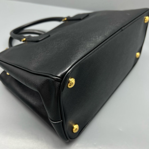 Prada Medium Galleria Double Zip Tote Saffiano Calfskin Black