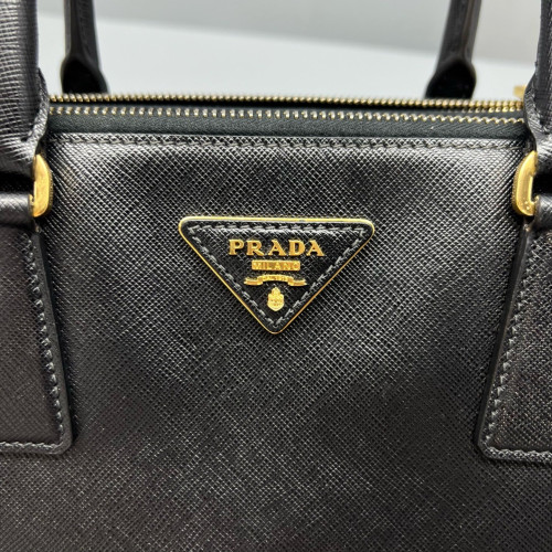 Prada Medium Galleria Double Zip Tote Saffiano Calfskin Black