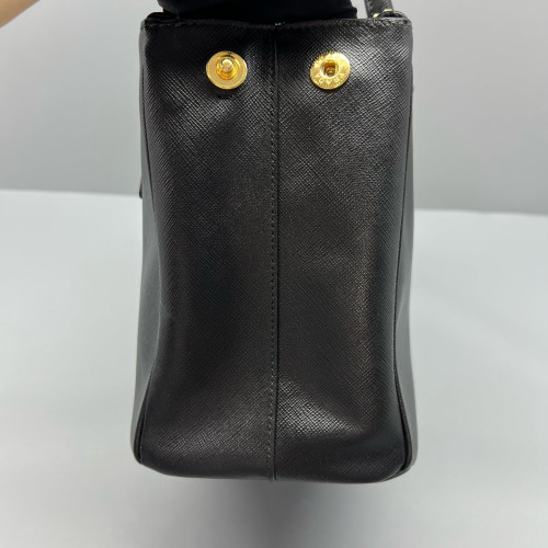 Prada Medium Galleria Double Zip Tote Saffiano Calfskin Black