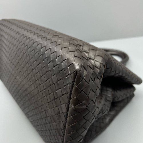 Bottega Veneta Large Roma Tote Bag Lambskin Intrecciato Nappa Dark Brown