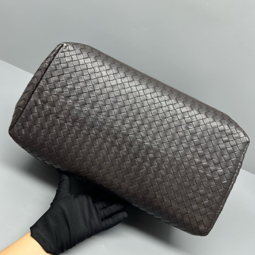 Bottega Veneta Large Roma Tote Bag Lambskin Intrecciato Nappa Dark Brown